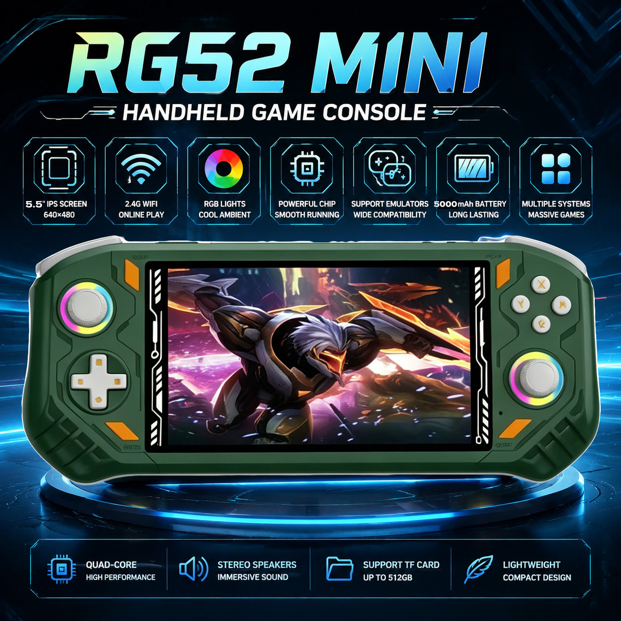 Retro Handheld Game Console, 5.5 Inch IPS Screen