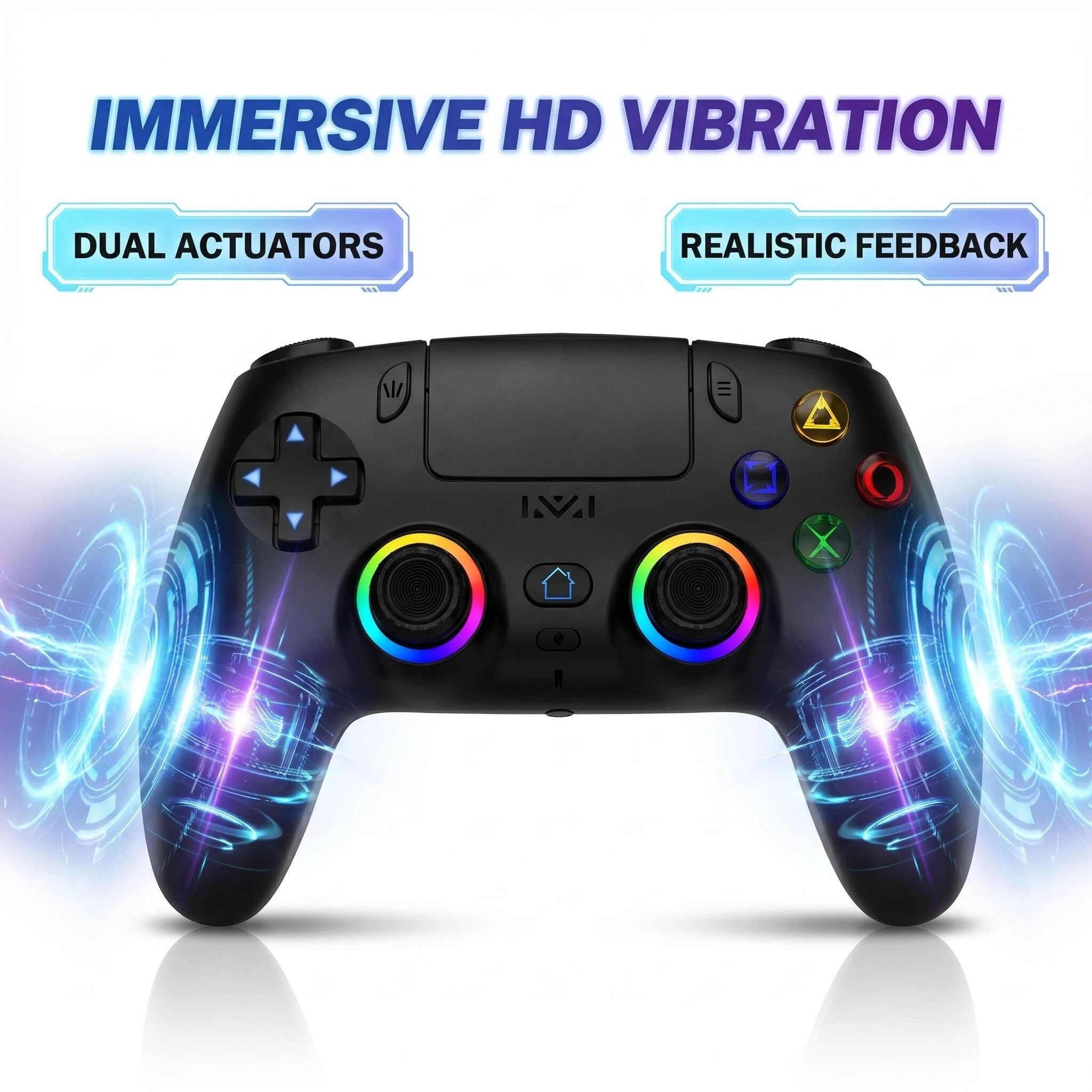 Wireless Game Controller Compatible with PS5, PC, Steam Deck - Six-Axis Gyro, Dual Vibration & Built-in Speaker